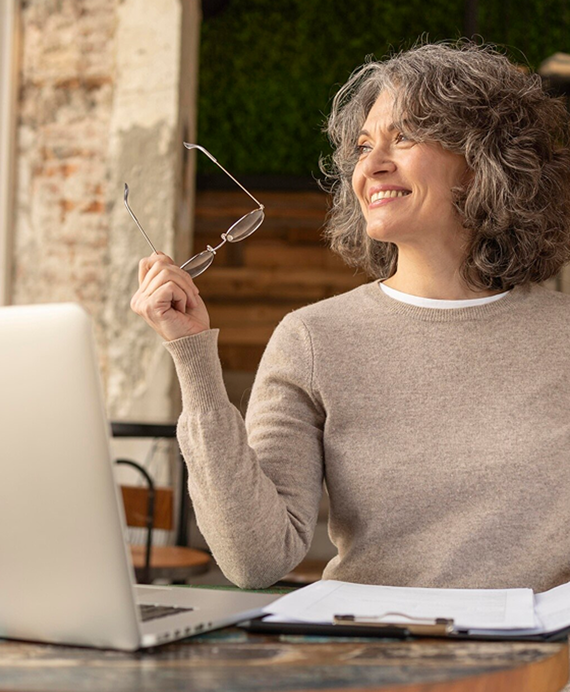 Woman working at a laptop